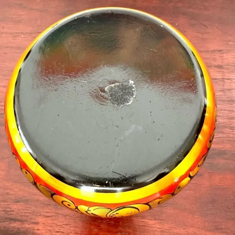 Vintage Wooden Lacquer Bowl Hand Made in Russia